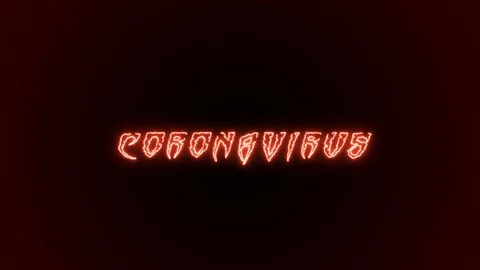 Closeup red Coronavirus outbreak warning flicker text on computer pixelated Stock Footage 126547254