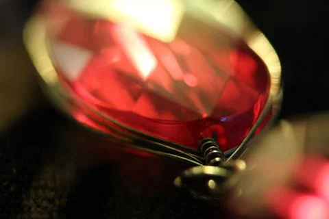 Closeup of a red crystal or a ruby Stock Photos