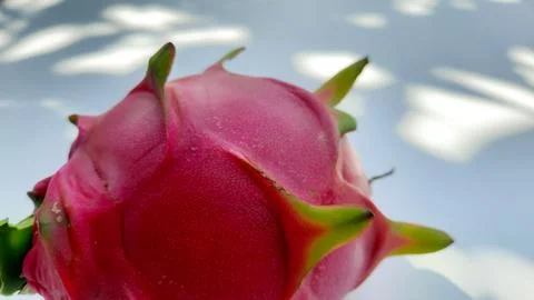 Closeup, Red Dragon Fruit on white background  01 Stock Photos