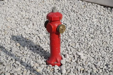 Closeup to red fire hydrant in Venice during the day Stock Photos
