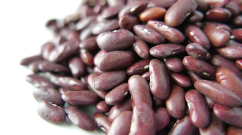 Closeup Red Kidney Beans Rotating on White Background Video stock 62027124