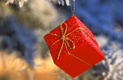 Closeup Of A Red Present Foto stock