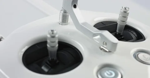 Closeup of remote controller of cuadrocopter drone Stock Footage