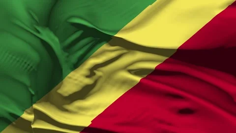 Closeup Republic of the Congo Flag Wave Loop waving in wind Realistic Republ Stock Footage 320378660