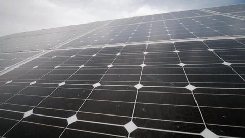 Closeup of Residential Solar Panels on a Cloudy Day Stock Footage 120049366