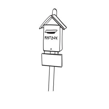 Closeup retro postbox illustration vector hand drawn isolated on white Stock Illustration