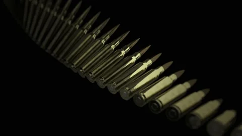 Closeup of Rifle bullets animation. Stock Footage 166630468
