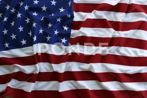 Closeup of rippled American flag Stock Photos
