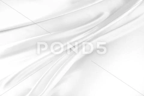 Closeup of rippled white silk fabric Stock Photos
