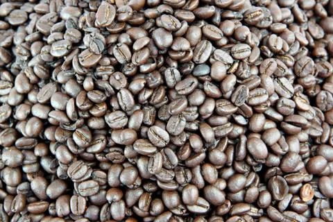 Closeup roasted coffee beans. Stock Photos