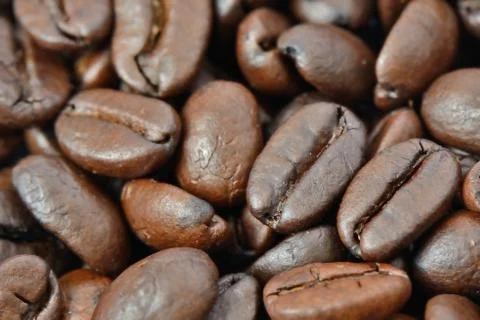 Closeup of roasted coffee beans Stock Photos