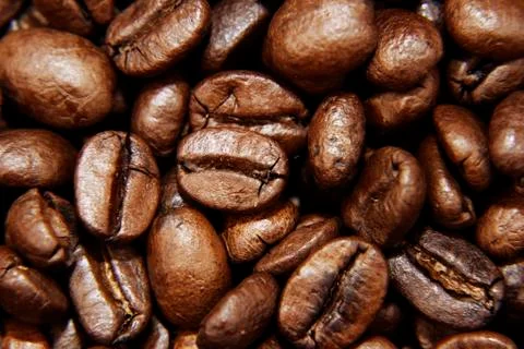Closeup of roasted coffee beans Stock Photos
