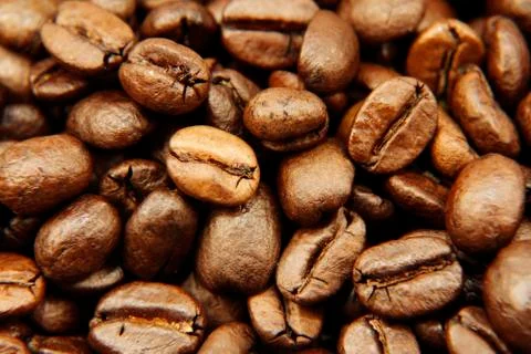 Closeup of roasted coffee beans Stock Photos