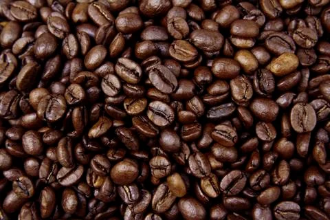 Closeup of roasted coffee beans Stock Photos