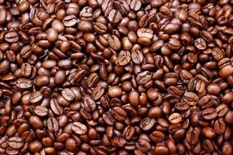 Closeup of roasted coffee beans Stock Photos