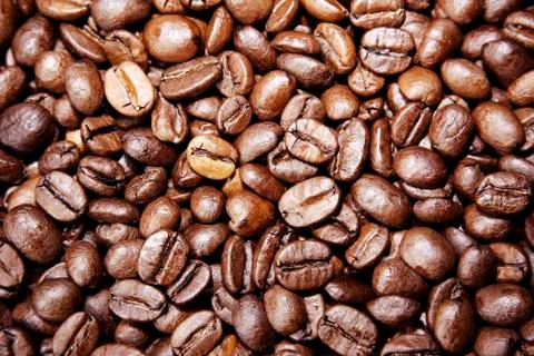 Closeup of roasted coffee beans Stock Photos