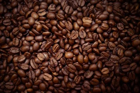 Closeup of roasted coffee beans Stock Photos