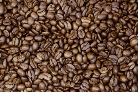 Closeup of roasted coffee beans Stock Photos