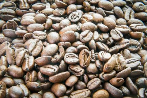Closeup of roasted coffee beans Stockfoto's