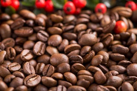 Closeup of roasted coffee beans Stock Photos