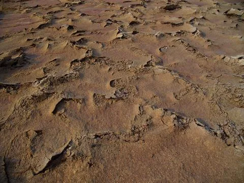 Closeup of rock patterns dried earth forming Mars like landscape Stock Photos