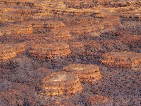Closeup rock patterns forming a Mars like landscape Danakil Depression Stock Photos
