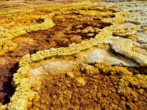 Closeup of rock patterns lines in nature Danakil Depression, Ethiopia. Stock Photos