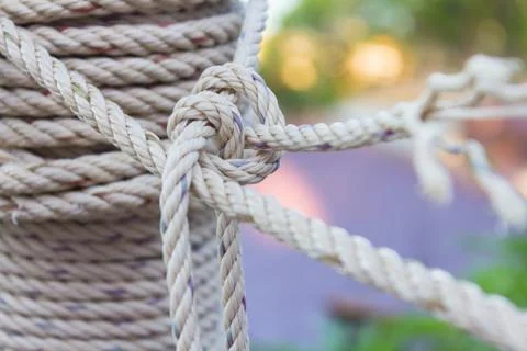 Closeup roll of rope Stock Photos