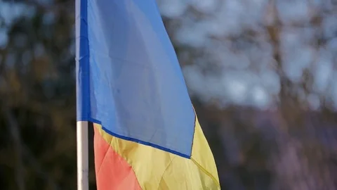 Closeup of Romanian flag Stock Footage 84306365