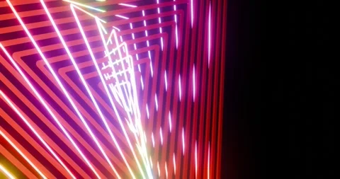 Closeup rotating red and multicolored triangels. Loop animation. Stock Footage 269541234