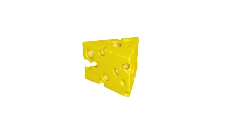 Closeup rotating shot of a piece of cheese.3d animation. Seamless loop. Stock Footage 100185771