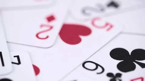 Closeup rotation of playing cards. soft focus. poker cards macro background. Stock Footage 247171256