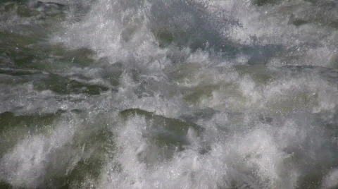 Closeup of the rough waters of the Kaweah River Stock Footage 360472