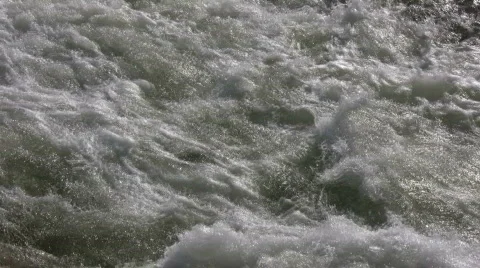 Closeup of the rough waters of the Kaweah River Video stock 360473