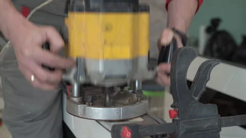 Closeup of a router for inserting interior door locks 库存影片 264035151