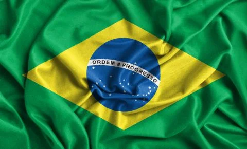 Closeup of ruffled brazil flag Stock Illustration