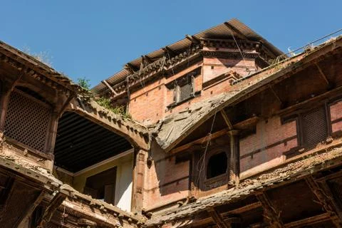 Closeup of ruined rooftops. Stock Photos