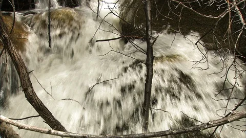 Closeup on rushing mountain stream Stock Footage 87273803