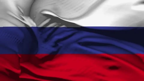 Closeup Russia Flag Wave Loop waving in wind Realistic Russia Flag backgroun Stock Footage 341457217