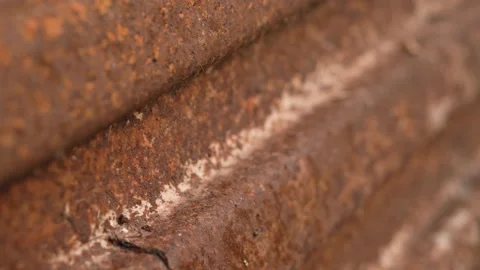 Closeup of to rust on iron surface. Oxidized metal sheet. Vertical video Stock Footage 153279927