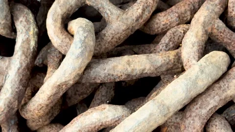 Closeup of rusted metal chains showcasing texture and patina in an intricat.. Stock Footage 340221317