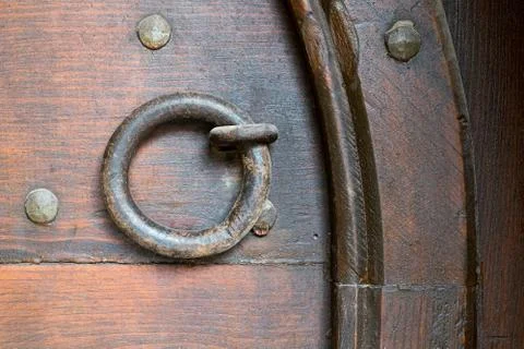 Closeup of rusted ring door knocker Stock Photos