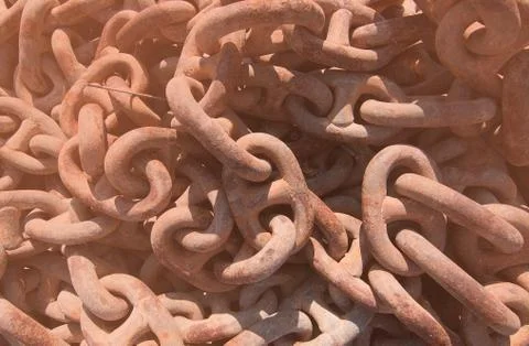 Closeup of rusty boat anchor chains Stock Photos