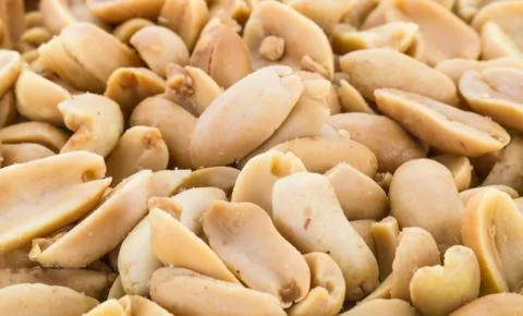 The closeup Salted peanuts Foto stock
