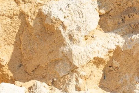Closeup sand pattern on the beach in summer, sand in the quarry 스톡 사진