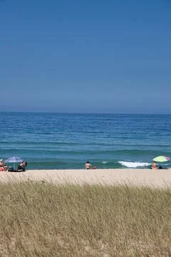 Closeup of a sandy beach in the daylight Stock Photos