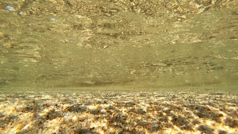 Closeup of a sandy bottom underwater. Close-up of feet walking on the sea sand Stock Footage 125740236