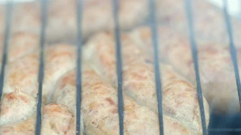 Closeup of sausage on the grill Stock Footage 112370379