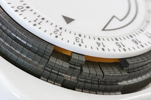 Closeup of the scale of an electric time switch Stock Photos