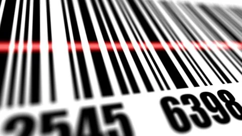 Closeup of scanner scanning barcode Illustrazione stock